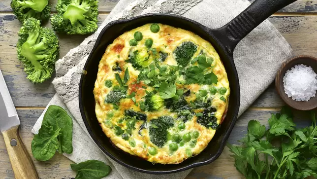Broccoli, Spinach and Sweet Pea Omelette