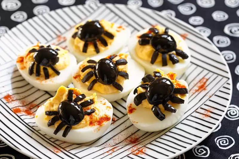 Spider Deviled Eggs