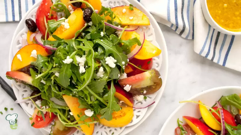 Peach, Tomato and Olive Salad