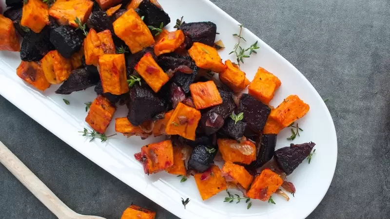 Roasted Sweet Potatoes and Beets