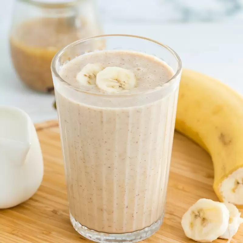 High Protein Peanut Butter Banana Smoothie | Heart Healthy
