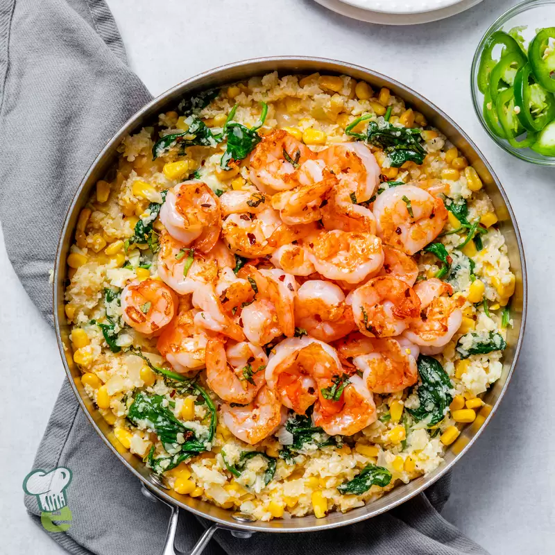 Heart Healthy Shrimp and Cauliflower "Grits"