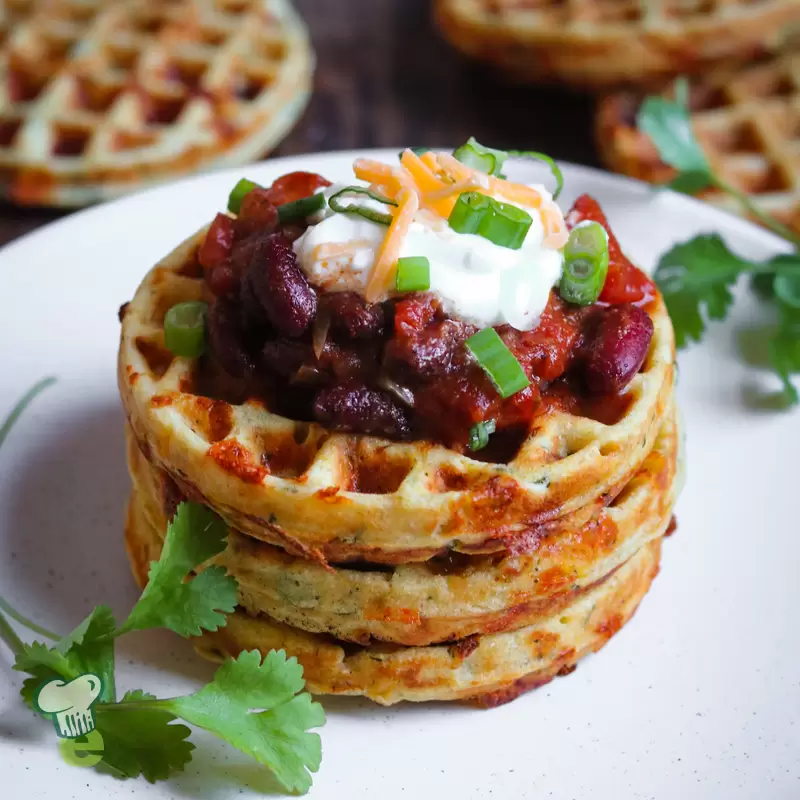 Heart Healthy Chili Cheese Corn Waffles