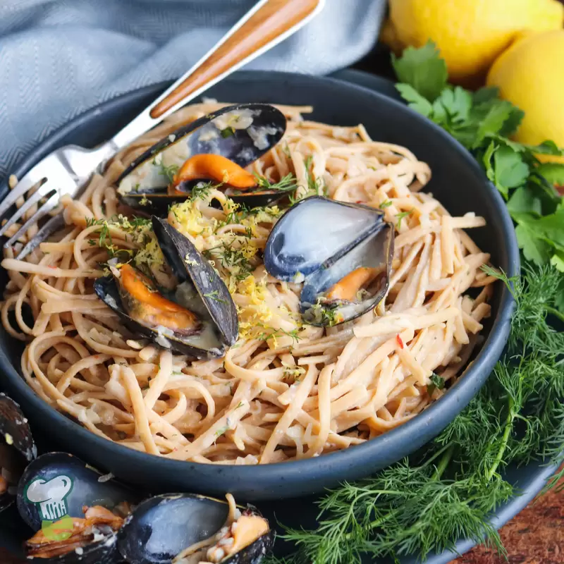 Creamy Lemon Mussel Pasta | Heart Healthy