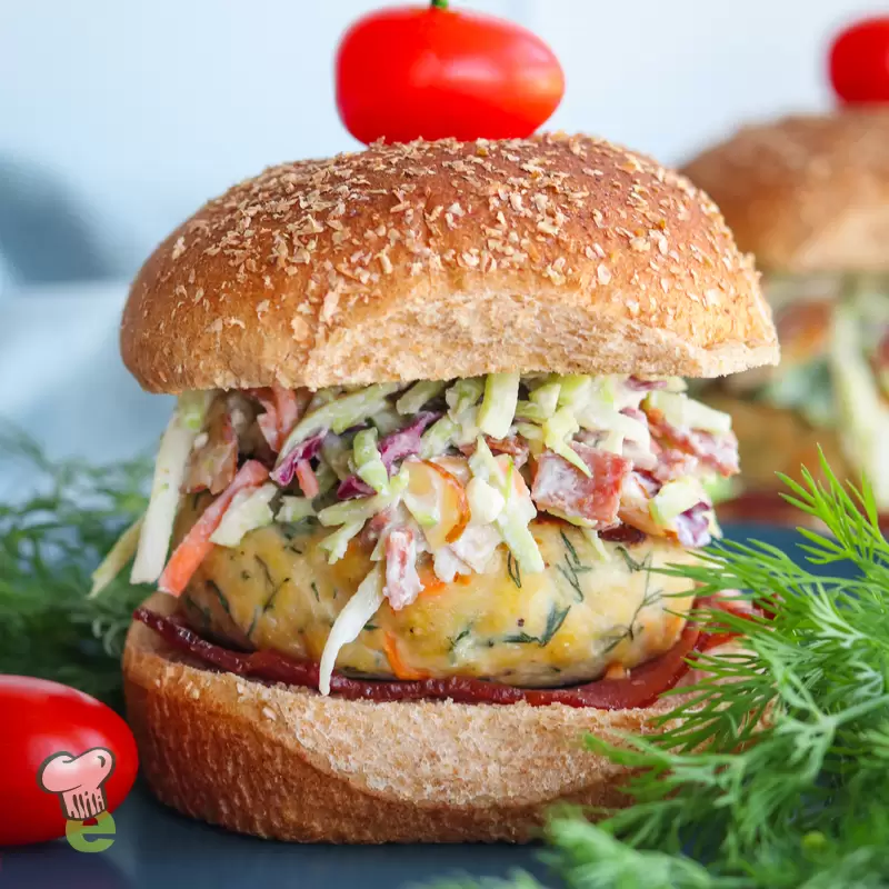 Slaw Burger Recipe with Chicken and Broccoli | Heart Healthy
