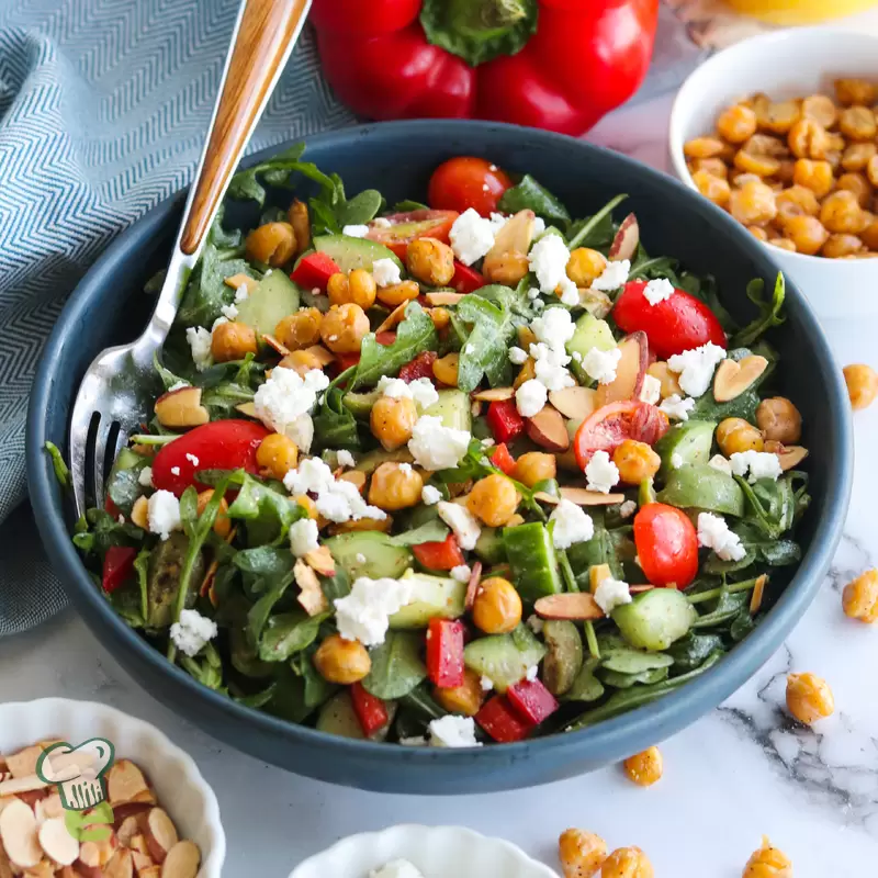 Mediterranean Chopped Salad with Chickpeas & Feta
