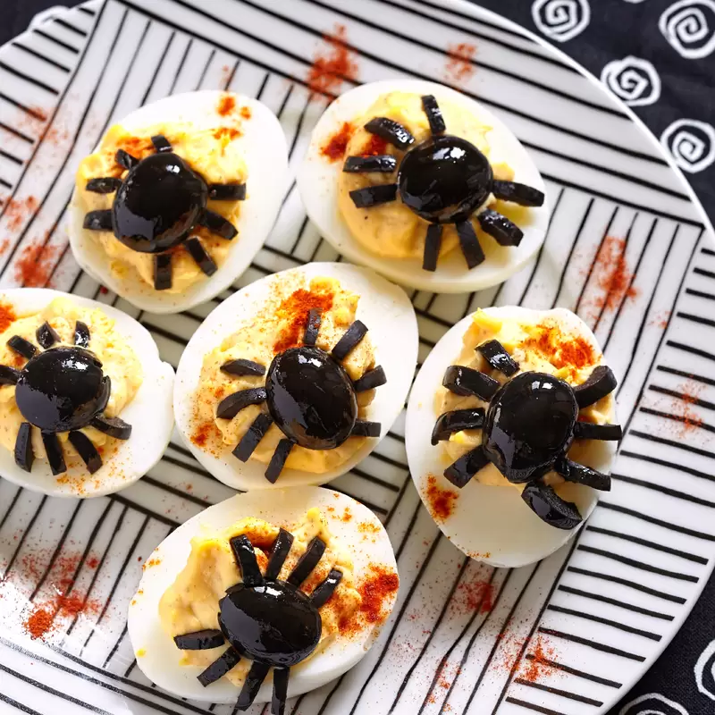 Spooky Spider Deviled Eggs ​| Heart Healthy Appetizer