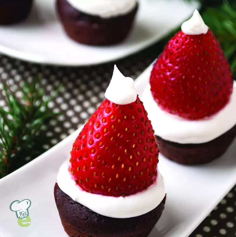 Heart Healthy Santa Hat Brownies