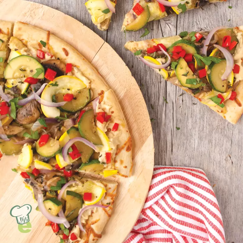 Hummus Veggie Pizza | Healthy Zucchini & Squash Recipe