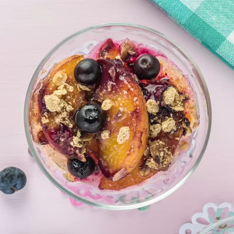 Heart Healthy Peach Blueberry Crisp