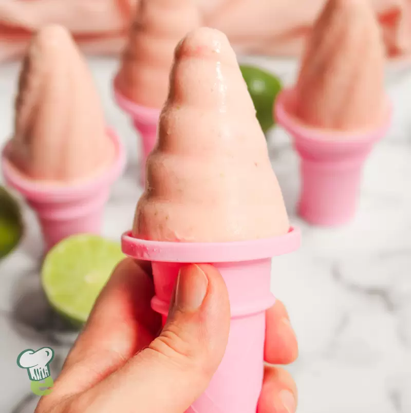 Heart Healthy Strawberry Lime Protein Frozen Yogurt Popsicles