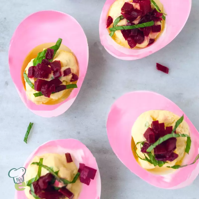 Pink Deviled Eggs Recipe | Heart Healthy Beet-Dyed Appetizer