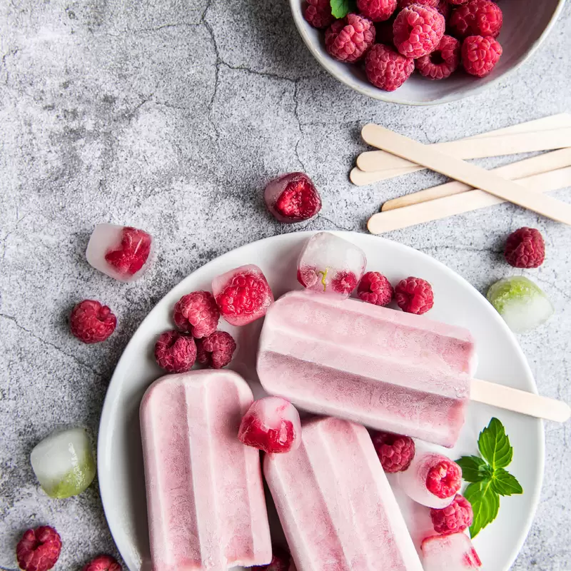 Heart Healthy Lemon Raspberry Protein Frozen Yogurt Popsicles