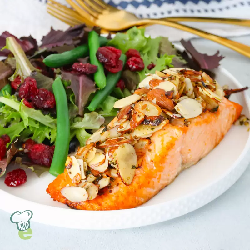 Easy Air Fryer Almond Crusted Salmon | High Protein Dinner