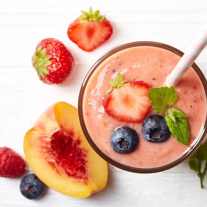 Creamy Strawberry Peach Smoothie Recipe | Heart Healthy