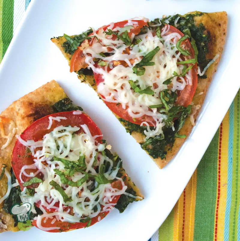 Pizza with Pesto and Tomatoes | Heart Healthy Flatbread