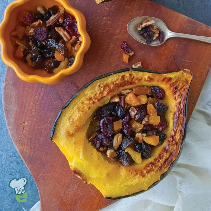 Healthy Baked Acorn Squash (Cranberry Pecan Recipe)