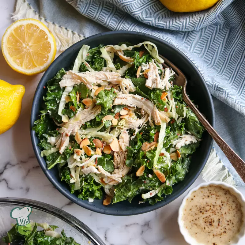 High Protein Copycat Chick Fil A Kale Crunch Salad with Chicken