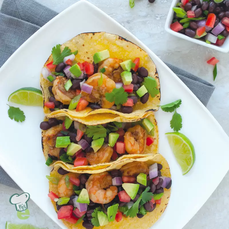 Heart Healthy Shrimp and Black Bean Tacos