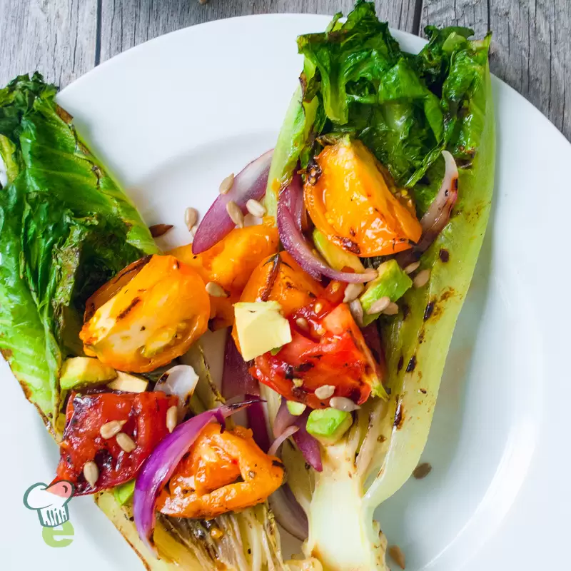 Heart Healthy Grilled Romaine and Tomato Salad