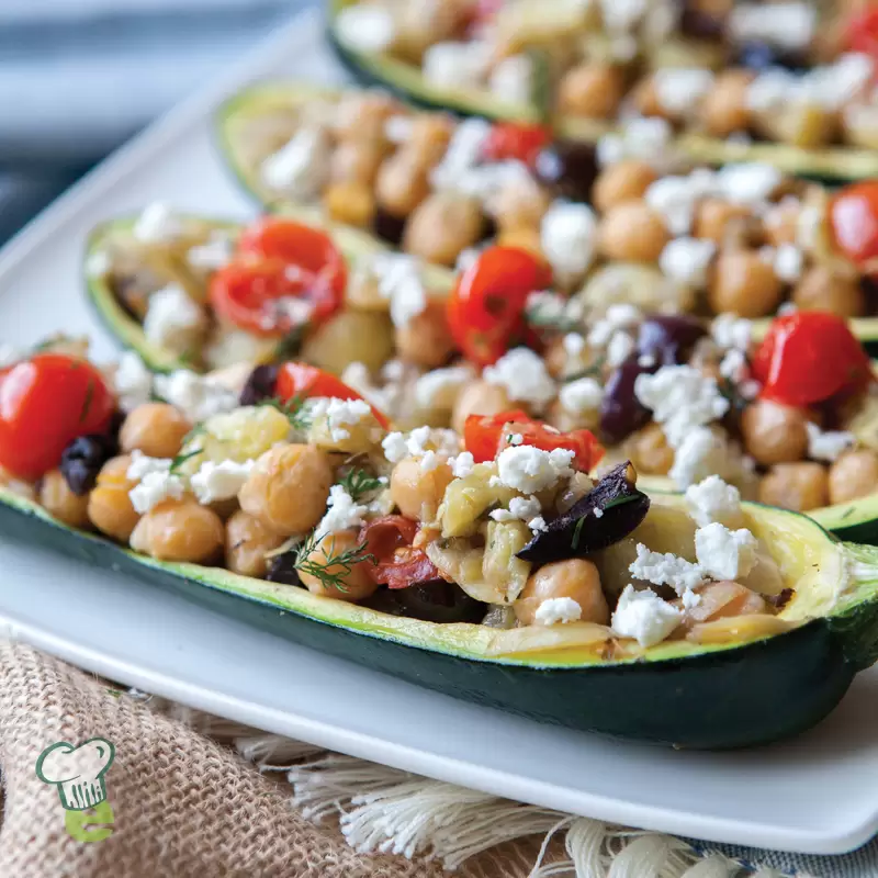 Healthy Stuffed Zucchini Boats Vegetarian (Greek Style)