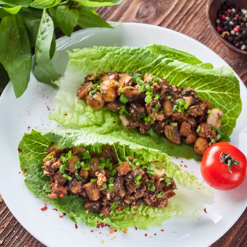 Heart Healthy Vegetarian Lettuce Mushroom Wraps
