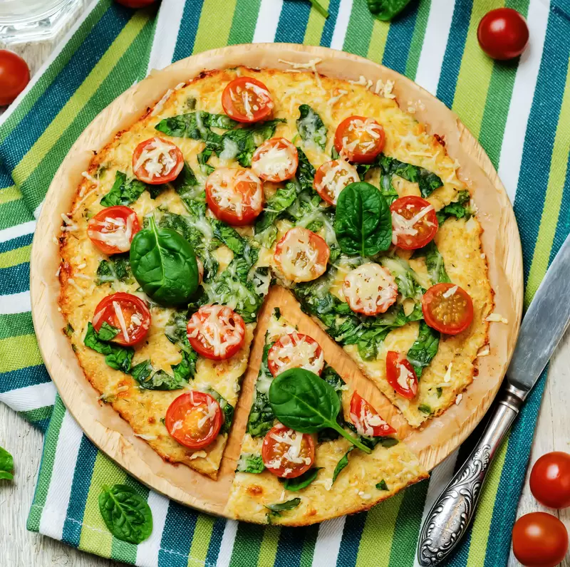 Spinach and Tomato Pizza | Heart Healthy Cauliflower Crust