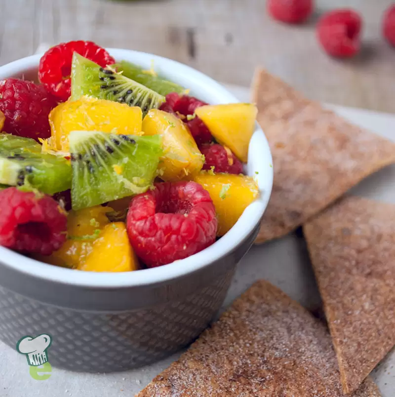 Heart Healthy Fruit Salsa with Cinnamon Chips