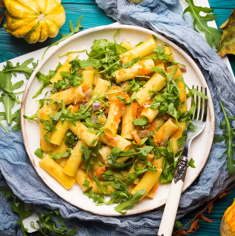 Healthy Pumpkin Pasta with Arugula (Heart Healthy)