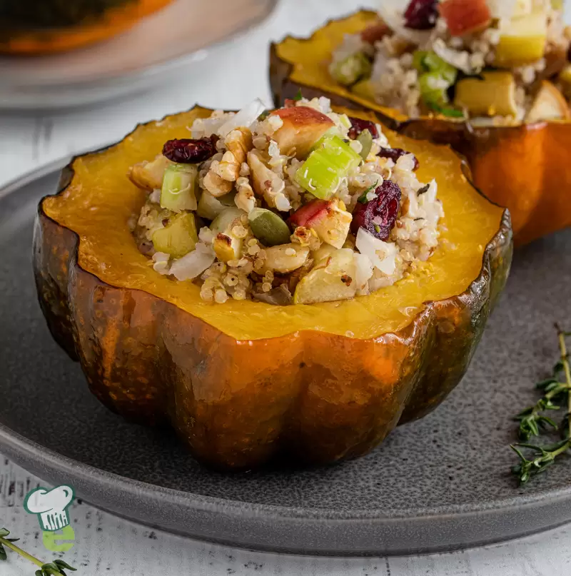 Quinoa And Apple Stuffed Acorn Squash​ | Healthy Vegan Recipe
